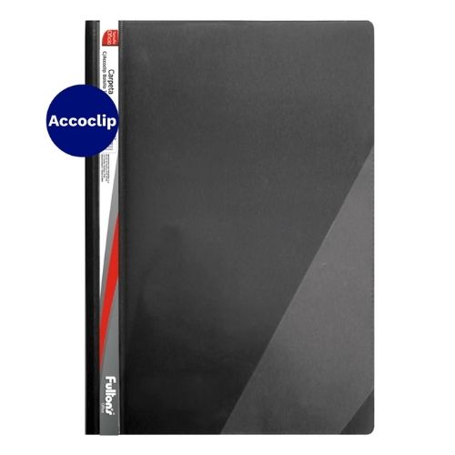 Carpeta Con Accoclip Bolsa Triangular Vinil Color Negro Marca Fultons