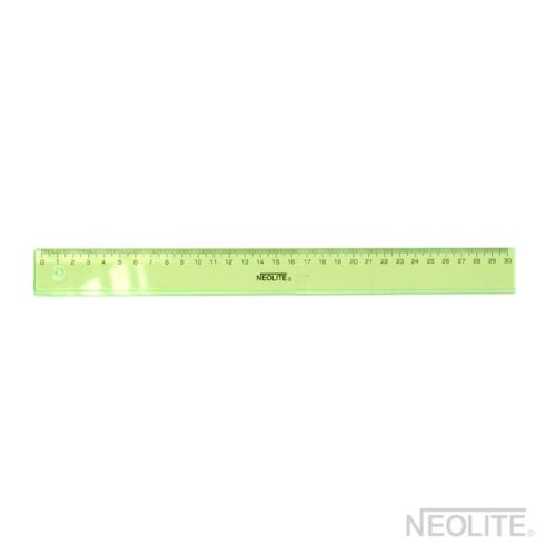Regla Biselada Transparente Color Verde 30Cm Marca Neolite