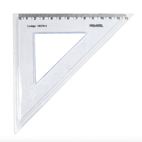 Escuadra Biselada Marca Proarte 25 Cms 45° Color Humo