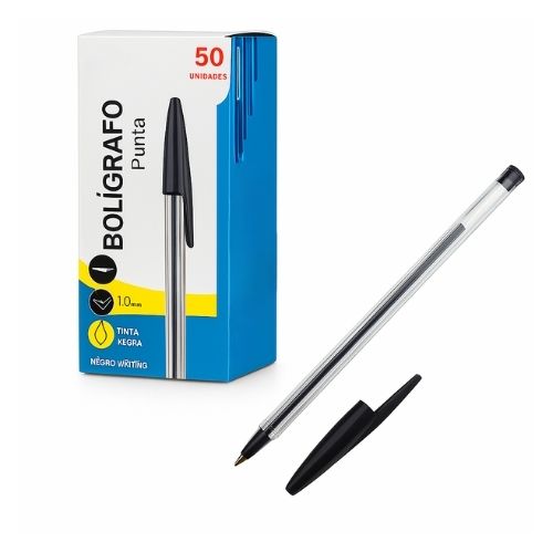 Boligrafo Pasta Color Negro Punta Fina