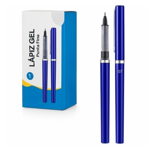 Boligrafo Gel Color Azul 0.7 Punta Metal